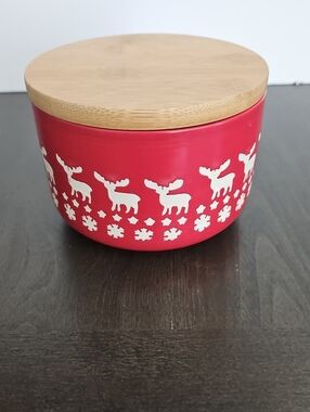 Artisan by Ciroa Stoneware Canister Storage Jar ~ Christmas ~ Holiday ~ Reindeer